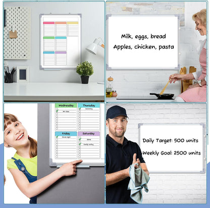 Lincia Magnetic to Do List Whiteboard for Wall 24" x 18" Large Weekly Dry Erase Board, Hanging Double-Side White Board Calendar for Planning Drawing Memo Home Kitchen Office(White)