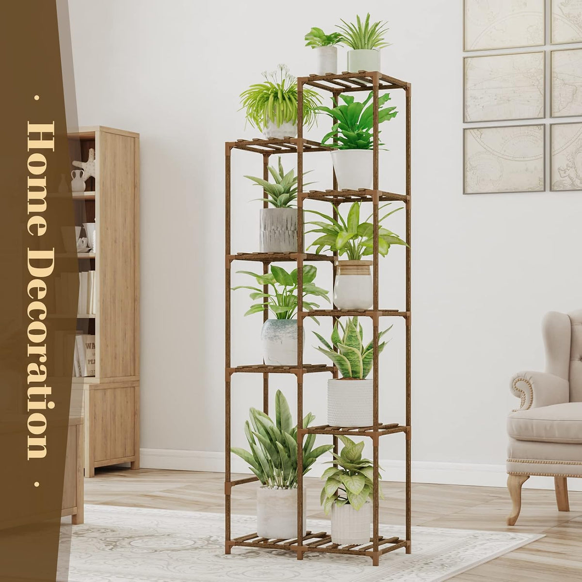 Bamworld Plant Stand Indoor Plant Shelf Outdoor Wood Plant Rack