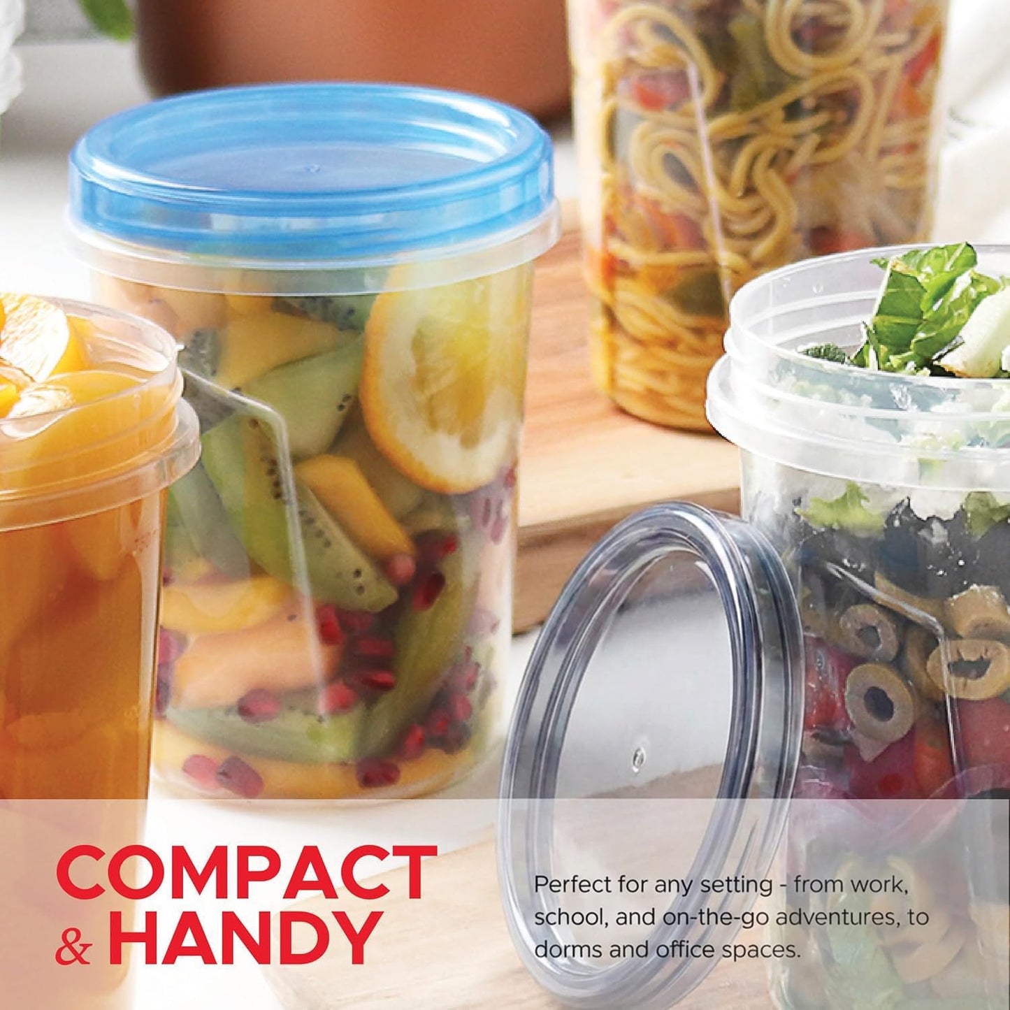 Tafura 10 Pack Leakproof Freezer Containers for Food with Twist Top Lids - 32 Oz BPA Free Reusable Plastic Soup Containers with Screw On Lids - Ideal for Meal Prep, Leftovers & Pantry Organization