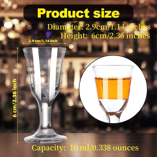 24 Pack Mini Shot Glasses Bulk 10ml/0.338oz Clear Thick Base Shot Glasses Reusable Small Shot Glasses Dishwasher for Birthday Parties Weddings Bachelorette Family Gatherings Holiday Celebrations Bars
