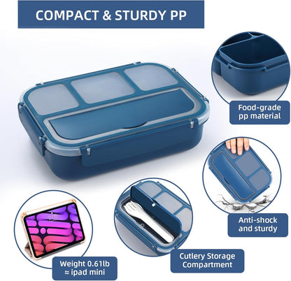QQKO Bento Lunch Box for Kids Girls Boys, Toddler Kids Lunch Boxes for School, Lunch Containers for Adults with 4 Compartments, Sauce Container, Utensils, Food Picks and Muffin Cups, Purple