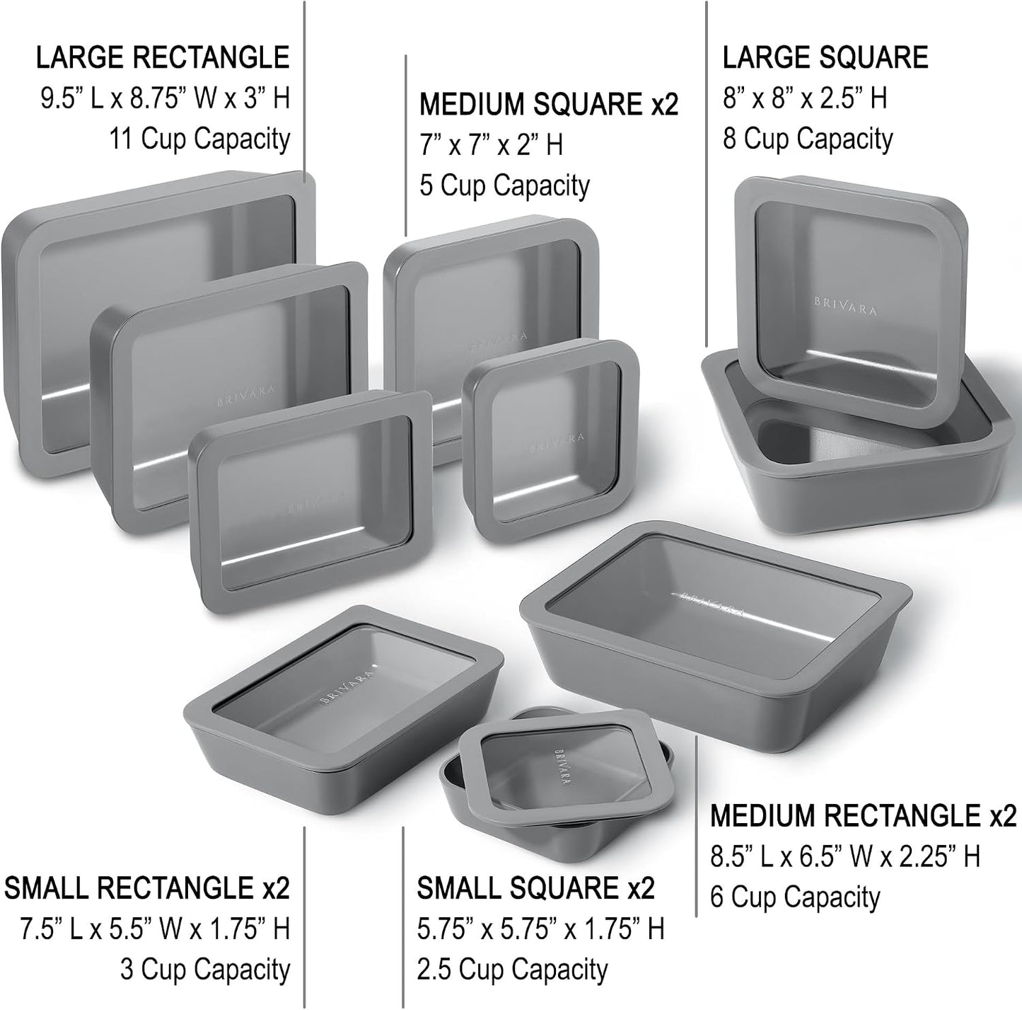 Ceramic Coated Glass Food Storage Container | No PTFE, PFOA, PFAS, and BPA | Reusable Non Toxic Meal Prep Container with Glass Lid | Easy To Store | 3 Cup Rectangle [Onyx]