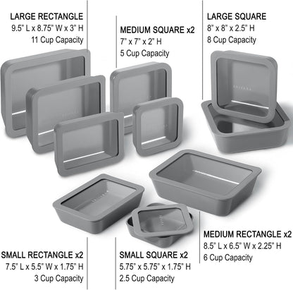 Ceramic Coated Glass Food Storage Container | No PTFE, PFOA, PFAS, and BPA | Reusable Non Toxic Meal Prep Container with Glass Lid | Easy To Store | 3 Cup Rectangle [Onyx]