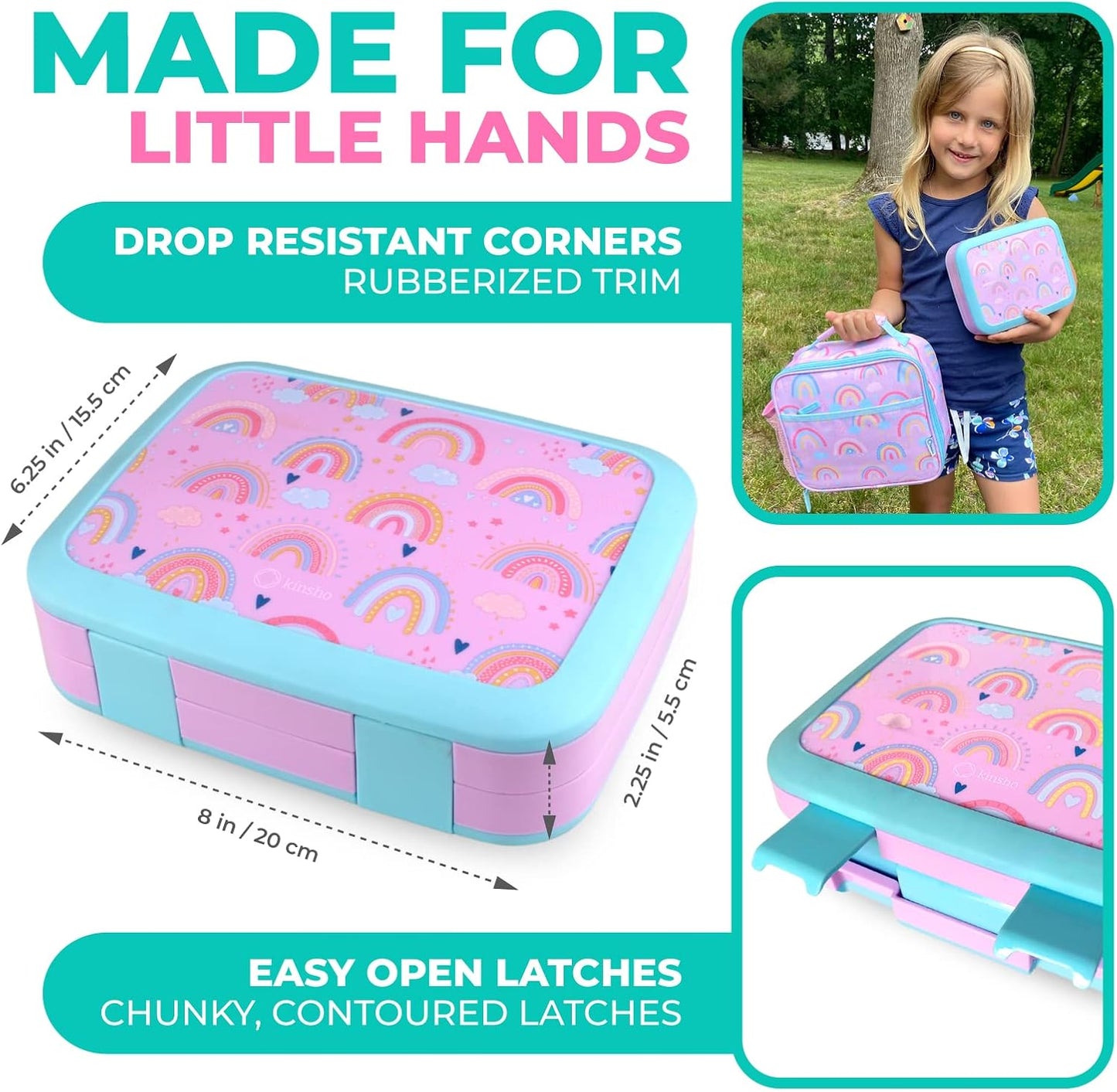 Bento Lunch Box with Bag, Water Bottle & Ice Pack Set for Kids Toddlers, 4 Portion Sections, Removable Tray, Pre-School Boy Toddler Daycare Lunches, Insulated Snack Container, Blue Space Dinosaur
