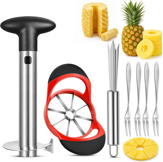 Pineapple Corer & Slicer Set of 7 Pcs with Eye Peeler Remover Tool, 4 Forks