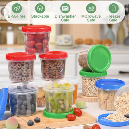 Freezer Storage Containers, 16 Pack 10 oz Plastic Food Storage Containers with Twist Top Lids, Meal Prep Containers for Soup Snack Fruit, BPA Free, Leakproof, Microwave & Dishwasher Safe