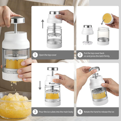 Mini Shaved Ice Machine Snow Cone Machine - Portable Handheld Small Crusher with Free Cube Trays