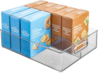 iDesign Divided Pantry Bin with Handles for Pantry, Refrigerator, or Freezer - Set of 3 - Clear