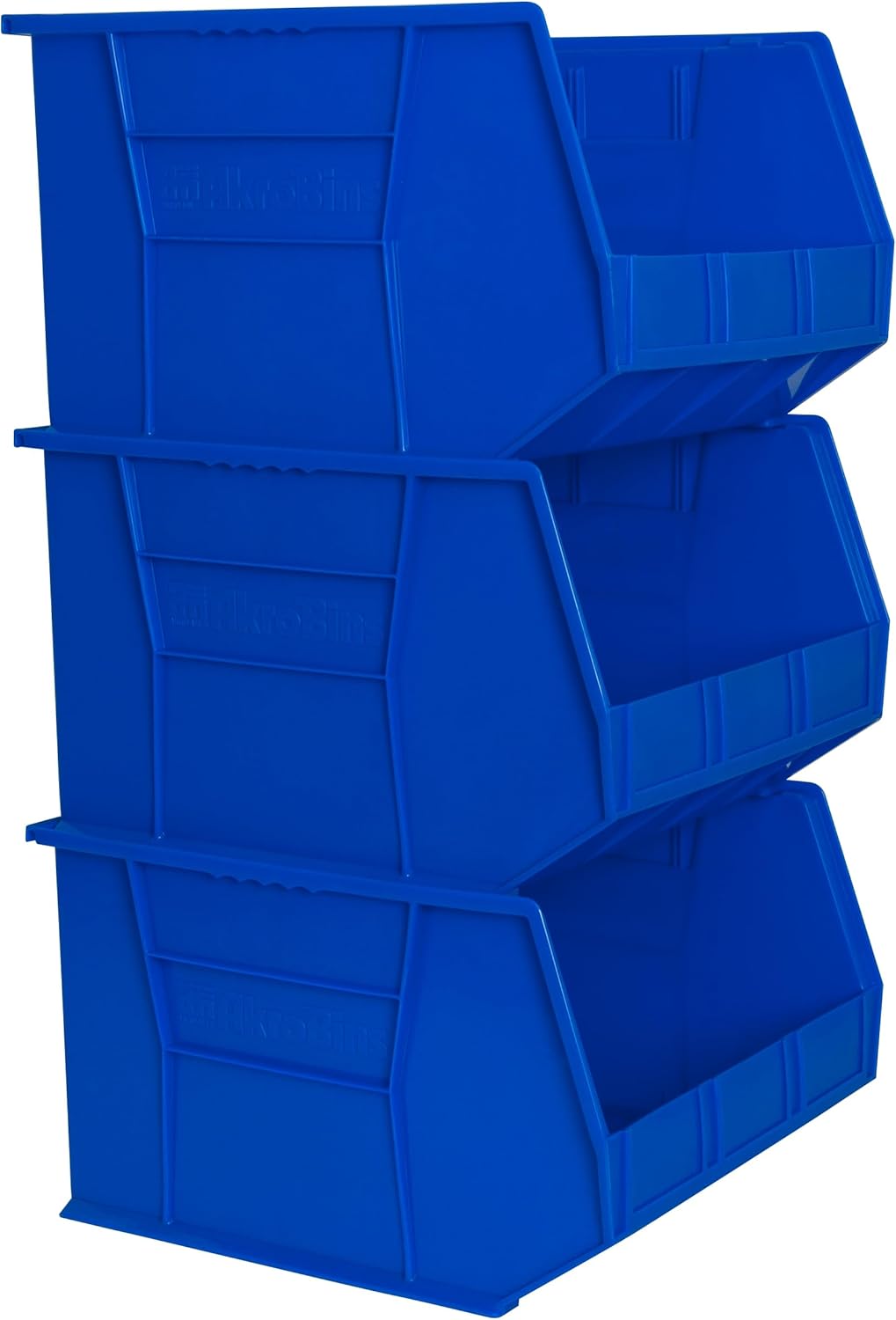 Akro-Mils 30270 AkroBins Plastic Storage Bins, Space-Saving Stackable Bins for Garage, Pantry, Craft Organization, 18" x 16" x 11", Clear, 3-Pack