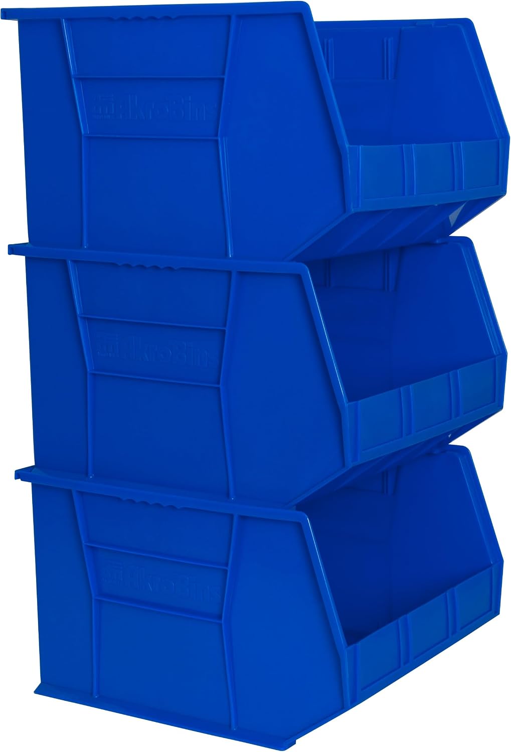 Akro-Mils 30270 AkroBins Plastic Storage Bins, Space-Saving Stackable Bins for Garage, Pantry, Craft Organization, 18" x 16" x 11", Clear, 3-Pack