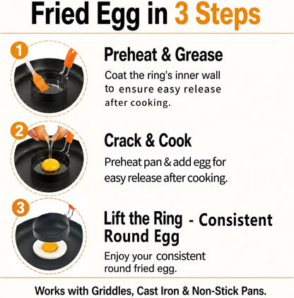 3.5" Non-Stick Egg Rings 4 Pack for Breakfast Sandwiches