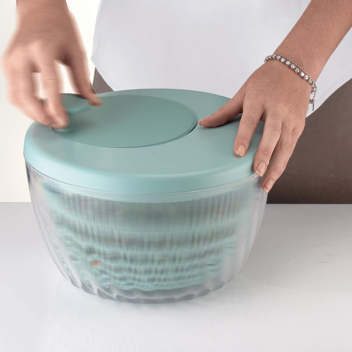 Guzzini Twist & Dry Salad Spinner, Blue 170900134