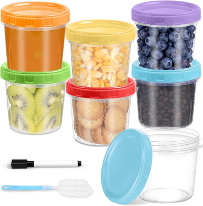 10 oz Plastic Containers with Lids, 12 Pack Stackable Small Freezer Container, Reusable Clear Food Storage Meal Prep Containers for Snack Fruit, Microwave & Dishwasher Safe