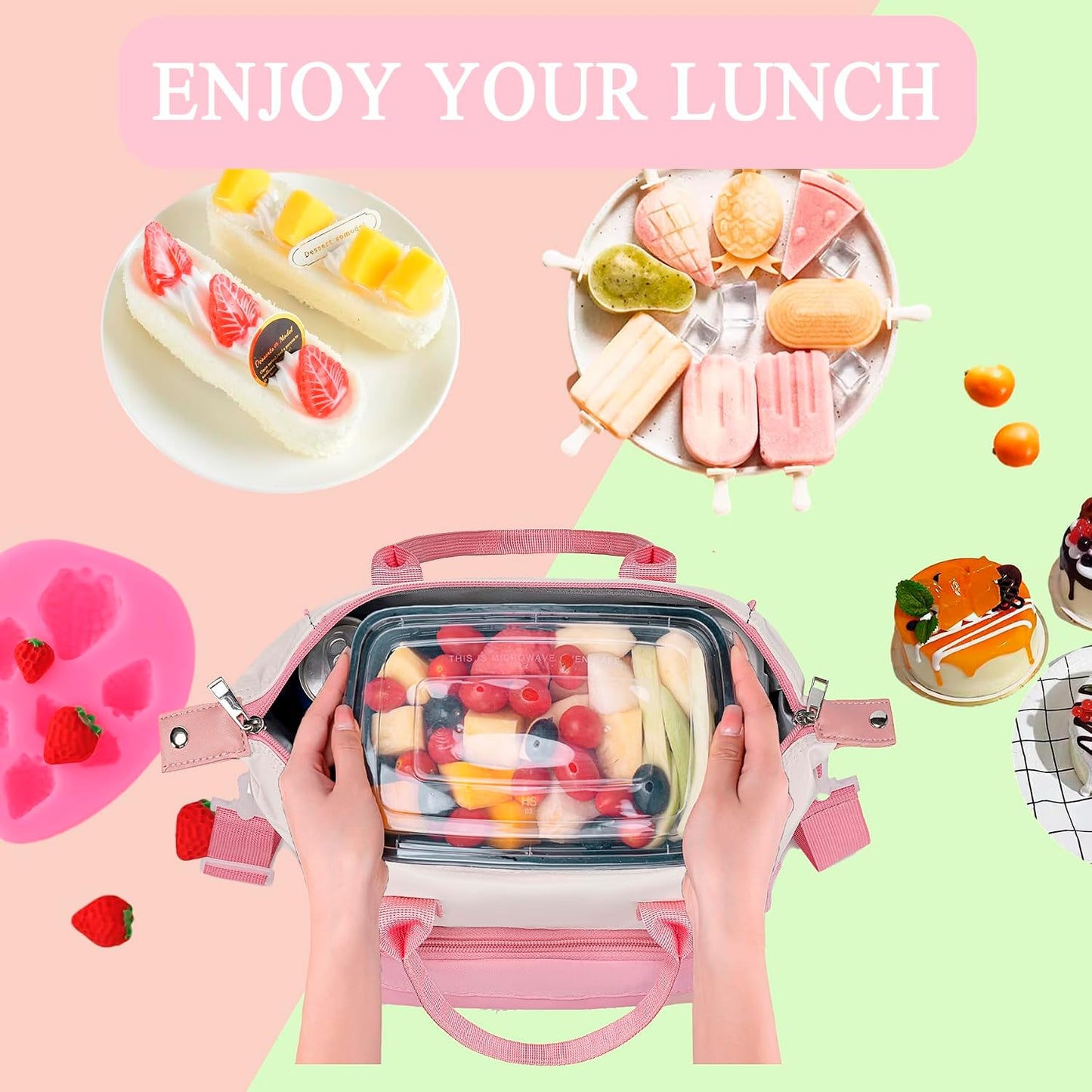 TuErCao Small Lunch Bag Lightweight Insulated Lunch Box for Women Work Portable Soft Cooler for Picnic Travel Road Trips, Loncheras para Mujer, Black
