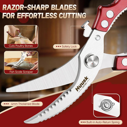 Huusk Poultry Shears Heavy Duty – All Purpose Japanese Kitchen Scissors
