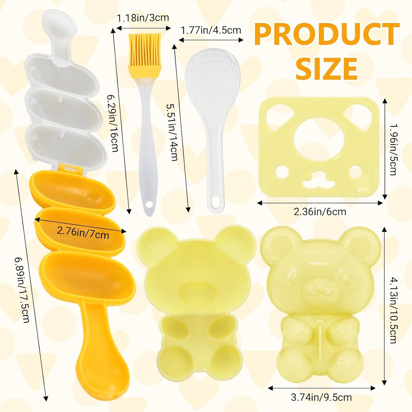 Rice Ball Mold, Single Rice Ball Shaker,Single Bear Onigiri Mold And A Embossing Device, Two Spoons And Two Silicone Oil Brushes, for DIY Sushi, Children's Lunch Bento Making Kit