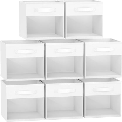 DIMJ Storage Cubes, 11x 11 inch Cube Storage Bin, 6 Pack Closet organizers and storage Bins with Window, Collapsible Baskets with Handle for Shelves, Clothes, Toys, Books (Grey)