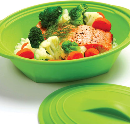 Norpro Silicone Steamer with Insert, Green, 1 Count (Pack of 1)
