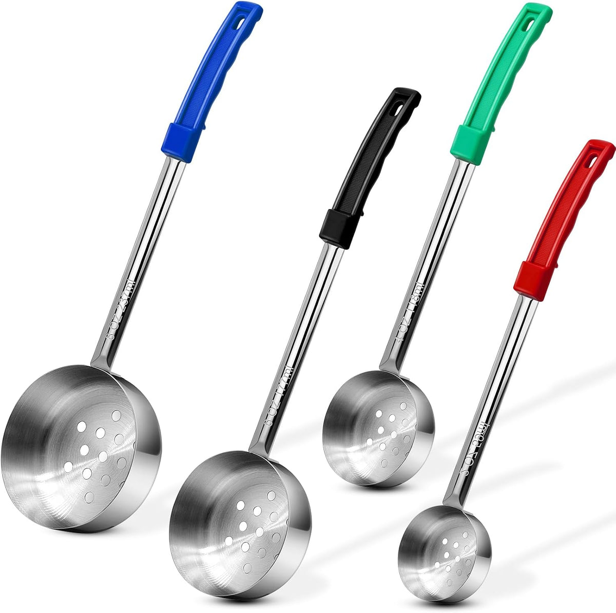 4 Stainless Steel Portion Ladles 2 to 8 oz