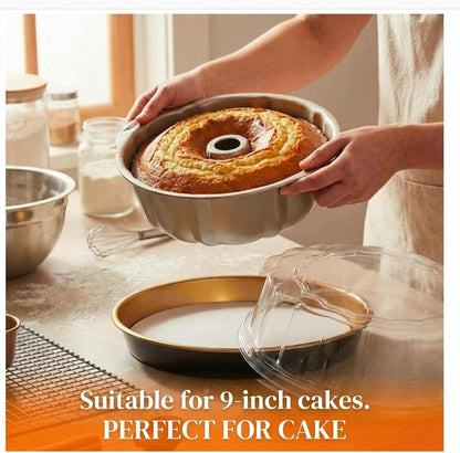 10 Pack 9in Round Cake Container and 10 Pack 8in Cake Boards, Disposable Pie Platters Pizza Carrier Boxes with Dome Lids and Cardboard Bases for Homemade and Party Supplies