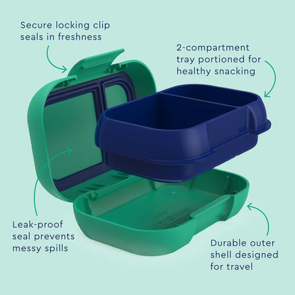 Bentgo Kids Snack - 2 Compartment Leak-Proof Bento Box Container for Snacks and Small Meals, Easy-Open Latch, Dishwasher Safe, BPA-Free for School, Daycare, & Sports - Ideal for Ages 3+ (Gray)