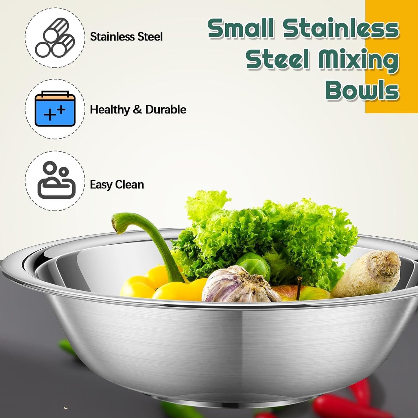 Tioncy 20 Pack Small Mixing Bowls, 3/4 Quart Stainless Steel Prep Bowl for Sauces, Snacks, Side Salads, 6.3 Inch Cooking Baking Bowls Set with Flat Base, Dishwasher Safe