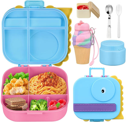 Lunch Box Kids, Leak Proof 5 Compartment Bento Box for Kids, 13oz Thermo for Hot Food Kids Lunch Box,Hot Lunch Box for School Travel