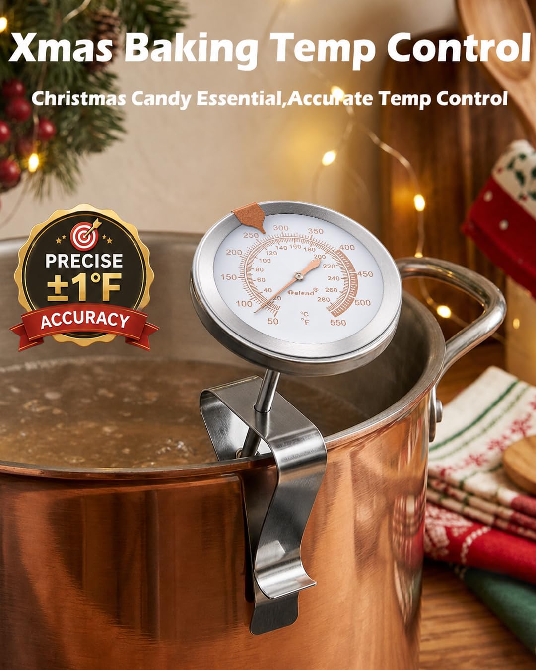 Oil & Candy Thermometer,IPX8 Waterproof Instant Read, with Pot Clip