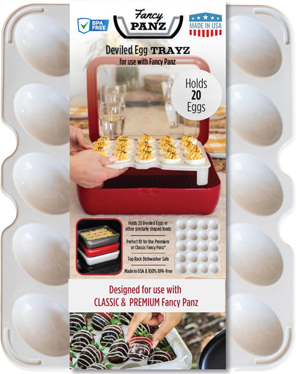 Fancy Panz Deviled Egg Tray - Portable Deviled Egg Carrier Insert Holds 20 Eggs - Fits Strawberries, Stuffed Mushrooms & More - Reusable Serving Tray for Parties & Potlucks