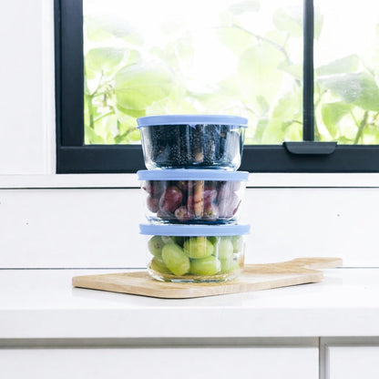6-Piece Glass Food Storage Containers Set (3 Containers + 3 BPA-Free Lids) | 2-Cup, Leakproof | Microwave, Freezer, Oven & Dishwasher Safe | Ideal for Meal Prep & Pantry Organization, Pistachio