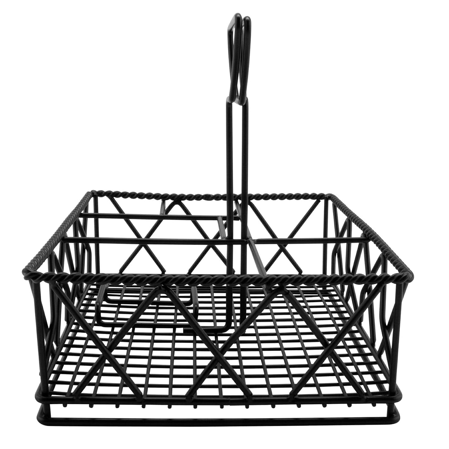 GET 4-931832 Black Metal Five Compartment Condiment Caddy Iron Powder Coated Table Caddies Collection, 9" x 7" (Pack of 12)