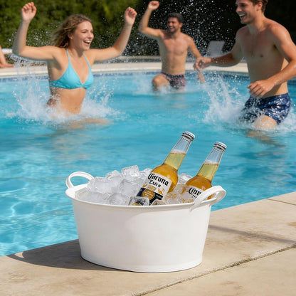 3 Pcs Ice Buckets for Parties Oval Beverage Tub Large Plastic Drink Portable Wine Ice Bucket Beverage Tub Party Tub for Ice Beer Drink Cooler Bucket for Bar Champagne Beer Sparkling Wine Cocktails