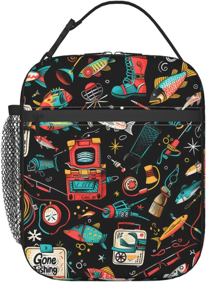 Reusable Sea Otter and Water Lily Lunch Box for Kids Girls Boys Women Adult, Insulated Cute Lunch Bag,Polyester Cooler Handbags Case for School Picnic Work Travel Outdoor Beach or Hiking