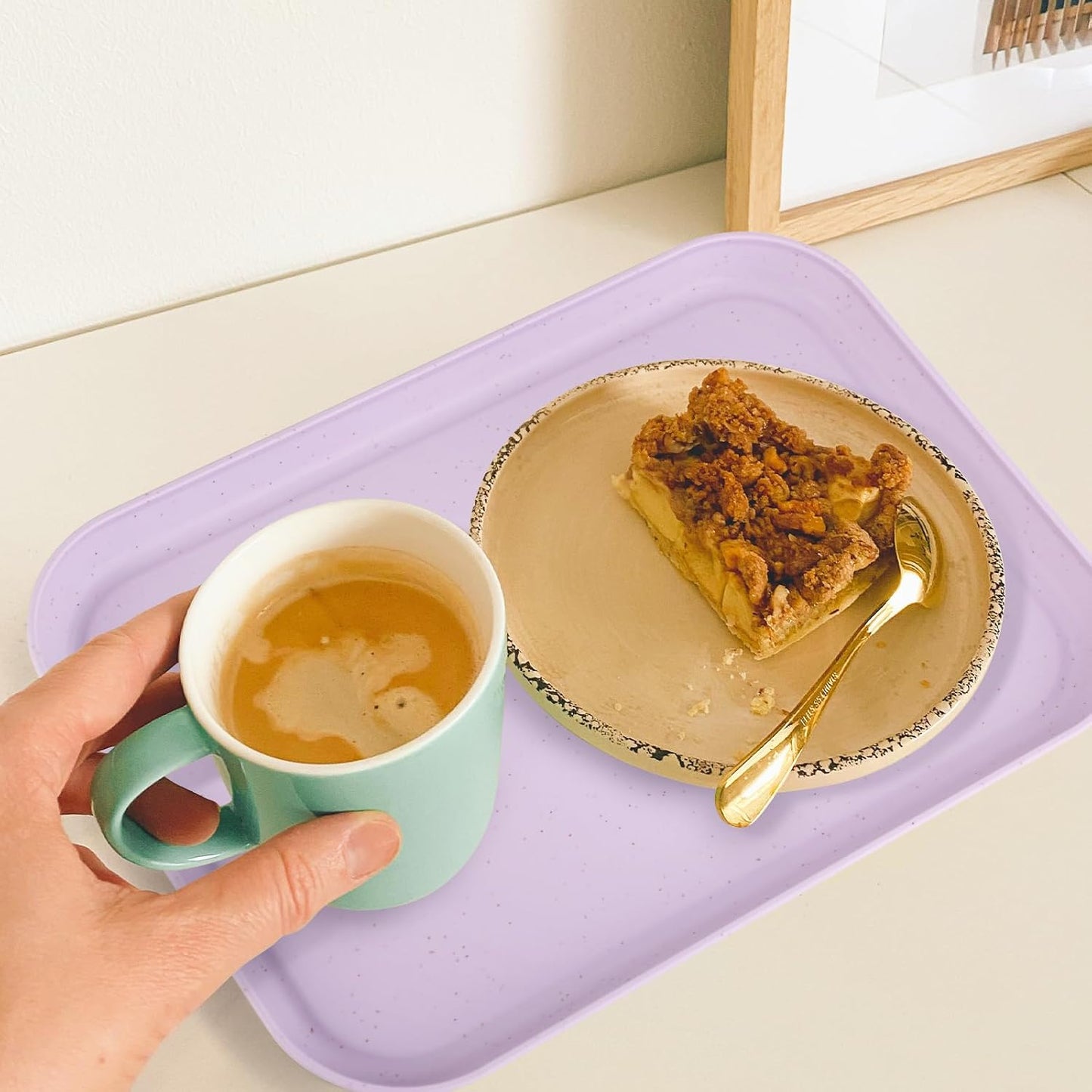 4 Pack Multicolo Plastic Serving Trays for Party Serving Food - Rectangular, 8.66 by 12 in, Heavy Duty Dessert Trays for Food Erving Platters for Party Tray Decor Veggie,Snack