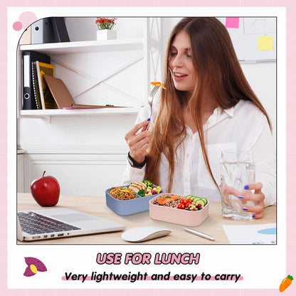 Layhit 4 Pcs Silicone Bento Box for Adults, 27 oz Bento Lunch Container Reusable 3 Compartment Lunchable Food Container for Women Men, Leak Proof Microwave Dishwasher Freezer Safe (Cool Colors)