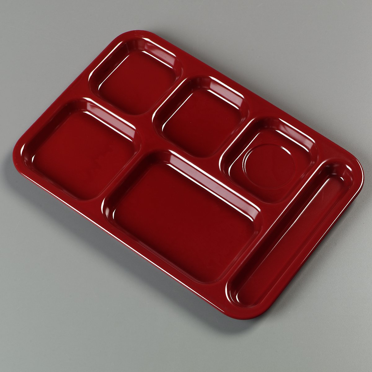 Carlisle FoodService Products Melamine Lunch Tray with 4 Compartments, Right Handed Cafeteria Tray with Divided Compartments for Food, 10" x 9.75", Dark Blue