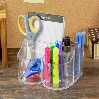Lillian Tablesettings Cutlery Caddy Organizer 5 Compartment - Silverware Organizer & Napkin Holder - Clear, 1 Pack