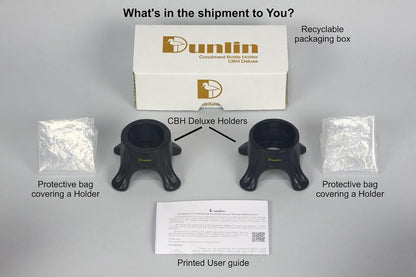 Dunlin - Condiment Bottle Holder (CBH) Deluxe - 1 Small (CBH 500) and 1 Large (CBH 1000), Matte Black - Upside Down Bottle Emptying Holders