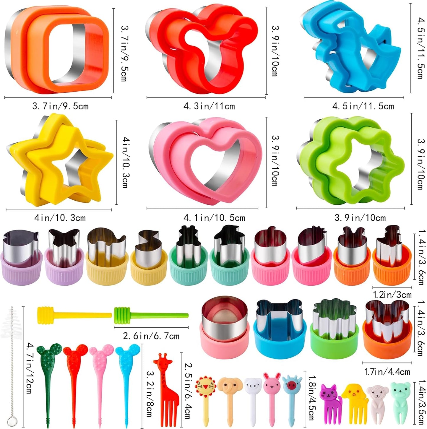 Fruit Cutters Shapes for Kids 22 Pcs, Mini Cookie Cutters Set, Vegetable Cutter with Food Picks