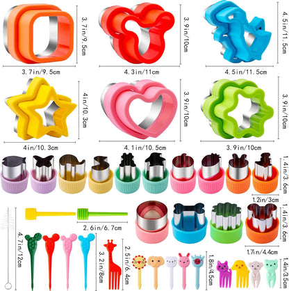 Fruit Cutters Shapes for Kids 22 Pcs, Mini Cookie Cutters Set, Vegetable Cutter with Food Picks