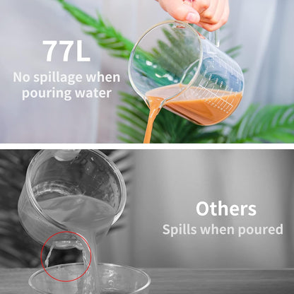 77L 3 Pack Glass Measuring Cup Set (1 1/4, 2 & 4 Cup) [Insulated handle, V-Shaped Spout], High Borosilicate Liquid Glass Measure Cup for Kitchen, Easy To Read, Dishwasher, Freezer, and Microwave Safe