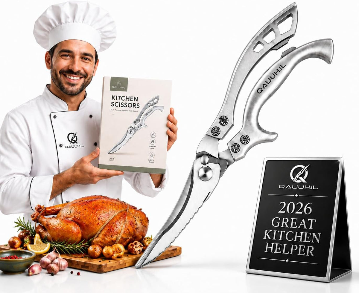 Kitchen Scissors Heavy Duty, 2-in-1 Kitchen Shears for Food, All Purpose Meat Scissors for Chicken, Poultry, Fish, Crab, Pizza & Salad, Detachable Stainless Steel Food Scissors Dishwasher Safe