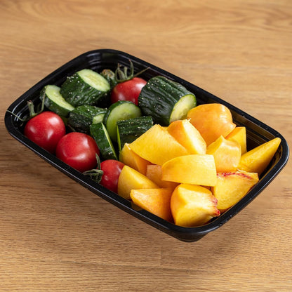 30oz Meal Prep Containers Bulk 50-Pack - 2-Compartment with Lids, Leakproof, Microwave/Freezer/Dishwasher Safe - Commercial Food Storage, Black