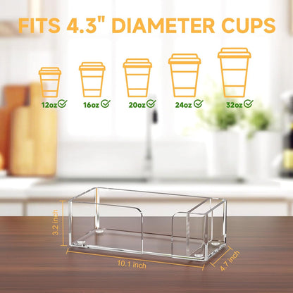 Coffee Cup Holder for Countertop - Clear Acrylic Coffee Bar Accessories Cup Organizer Station Organizer Farmhouse Table Décor