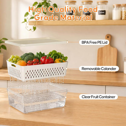 4 Pack Fruit Storage Containers for Fridge, Plastic Food Storage Container