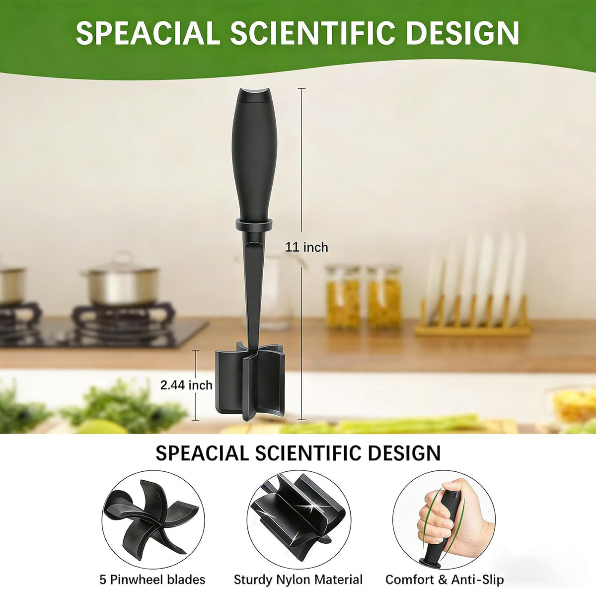 Meat Masher and Chopper Tool, Ground Beef Chopper, Potato Masher, Batter