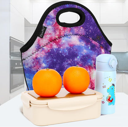 FlowFly Neoprene kids Lunch box Insulated Soft Bag Mini Cooler Thermal Meal Tote Kit for Boys, Girls,Men,Women,School,Work, Office,Black