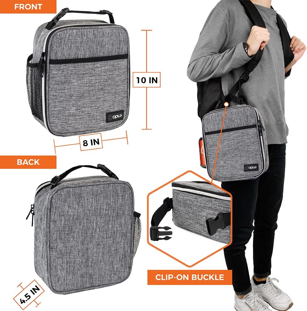 opux Premium Insulated Lunch Box, Soft School Lunch Bag for Kids Boys Girls, Leakproof Small Lunch Pail Men Women Work, Reusable Compact Cooler Tote Lunchbox for Office Adult, Black