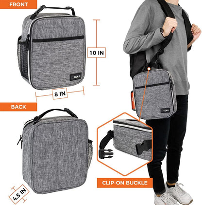 opux Premium Insulated Lunch Box, Soft School Lunch Bag for Kids Boys Girls, Leakproof Small Lunch Pail Men Women Work, Reusable Compact Cooler Tote Lunchbox for Office Adult, Black
