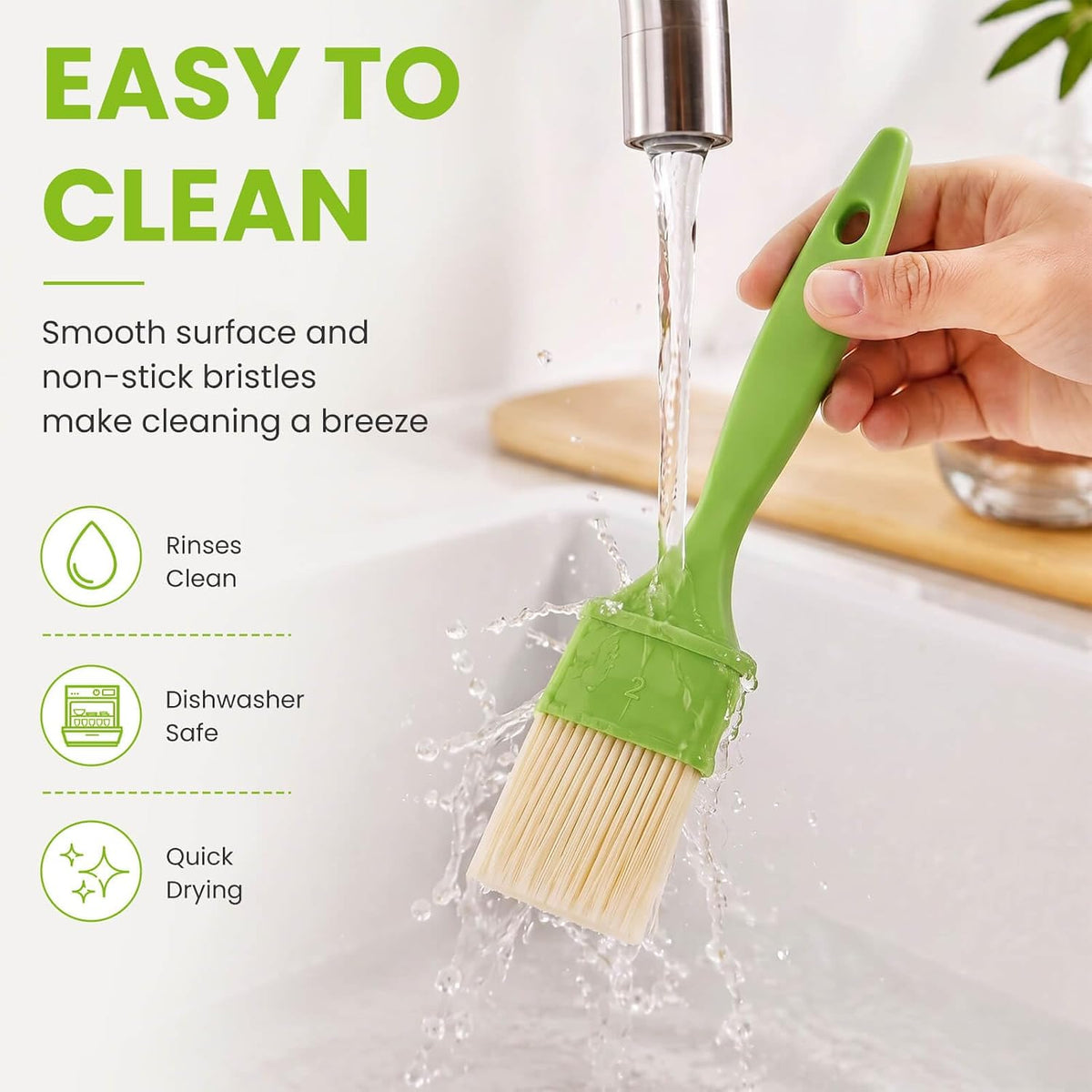 4 PCS Pastry Brush Set, Soft Bristle Basting Brushes, 1", 1", 2" & 3"